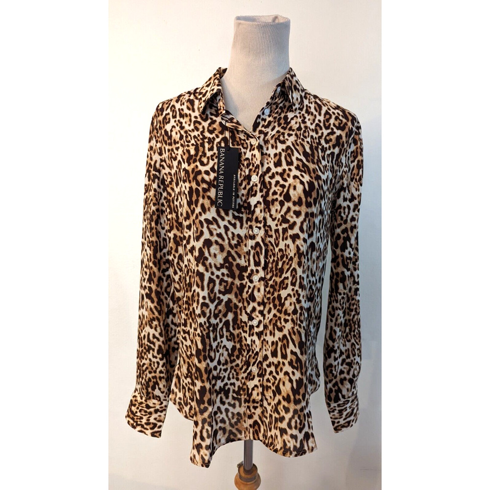 New Banana Republic sz S Dillion Classic Fit Animal Print Shirt buttons ls 3839